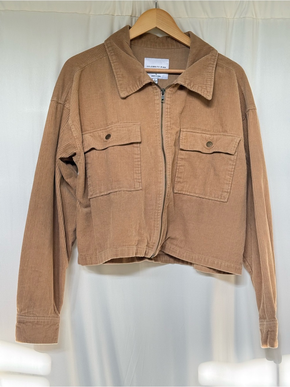 Celebrity Pink Tan Corduroy Cropped Jacket L